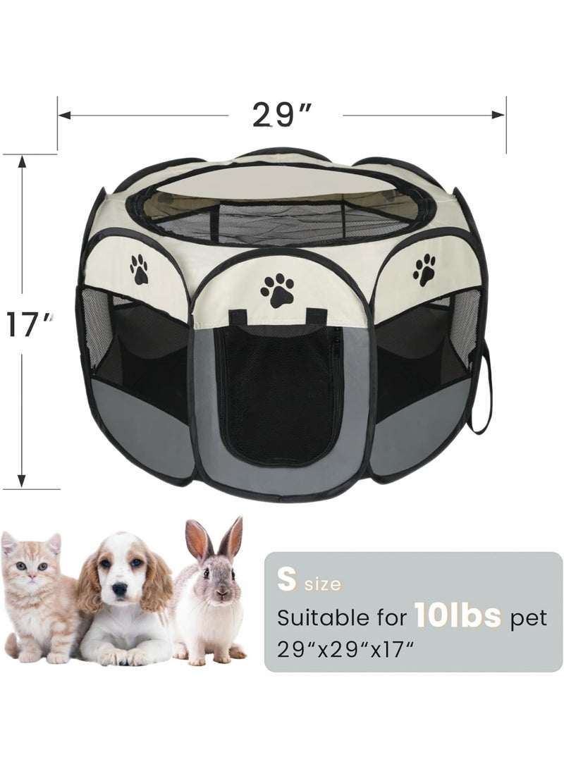 Arabest Dog Playpen,Puppy Pet Cat Playpen Indoor for Small Dogs Tent Crates Cage Indoor/Outdoor, Portable Pop Up Dog Kennel Playpen with for Dogs/Cats/Rabbits, Removable Zipper Top(Small Size, Grey) - Image 4