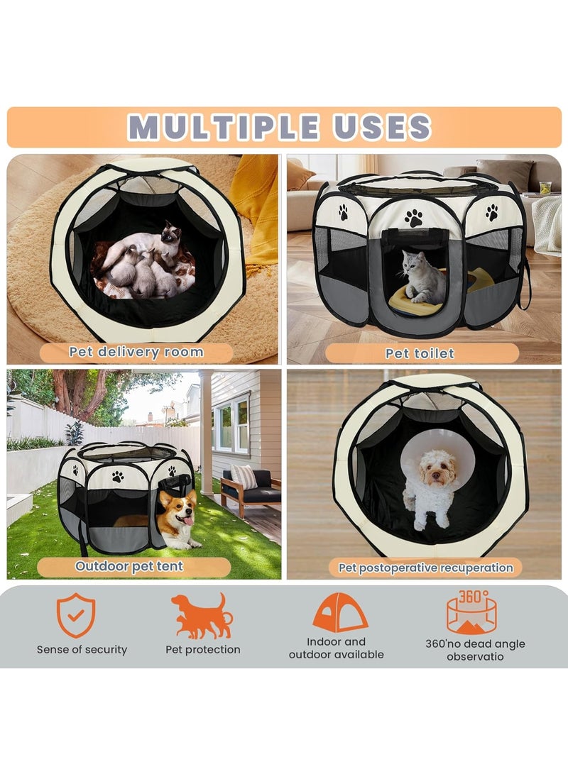 Arabest Dog Playpen,Puppy Pet Cat Playpen Indoor for Small Dogs Tent Crates Cage Indoor/Outdoor, Portable Pop Up Dog Kennel Playpen with for Dogs/Cats/Rabbits, Removable Zipper Top(Small Size, Grey) - Image 2