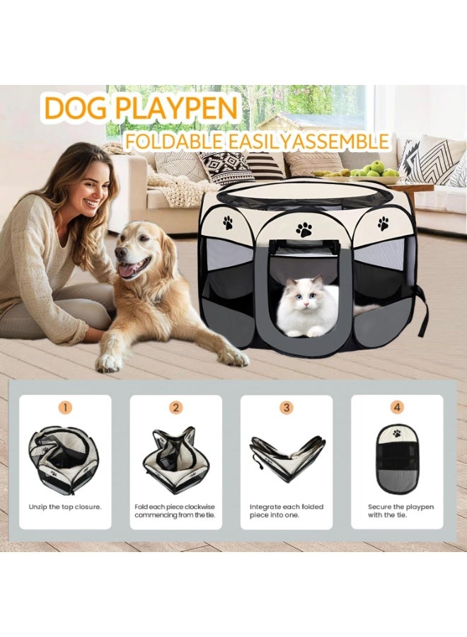 Arabest Dog Playpen,Puppy Pet Cat Playpen Indoor for Small Dogs Tent Crates Cage Indoor/Outdoor, Portable Pop Up Dog Kennel Playpen with for Dogs/Cats/Rabbits, Removable Zipper Top(Small Size, Grey) - Image 5