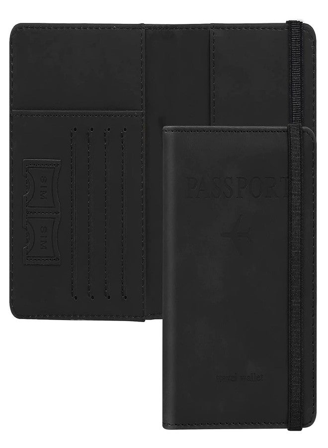 STESHWK Travel Passport Holder Cover Wallet with PU Leather Passport Case with Document Holder for Men & Women Travel Accessories(Black) - Image 1
