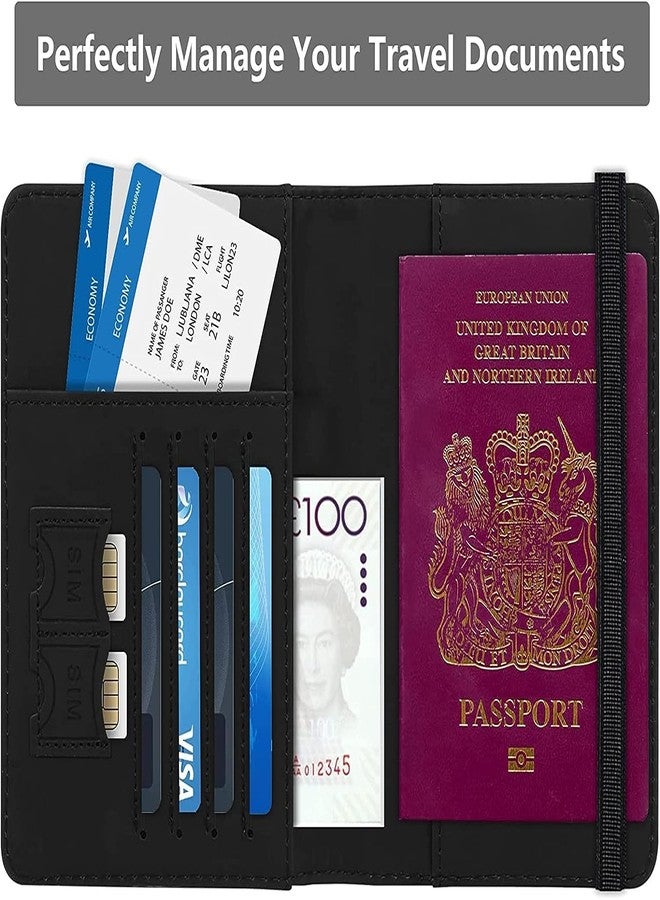 STESHWK Travel Passport Holder Cover Wallet with PU Leather Passport Case with Document Holder for Men & Women Travel Accessories(Black) - Image 4