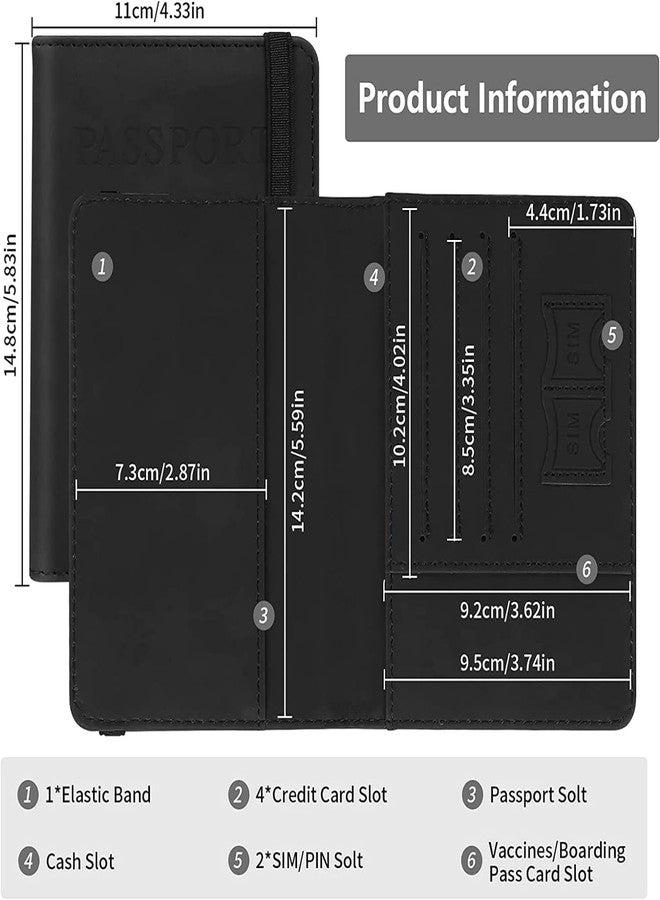 STESHWK Travel Passport Holder Cover Wallet with PU Leather Passport Case with Document Holder for Men & Women Travel Accessories(Black) - Image 3