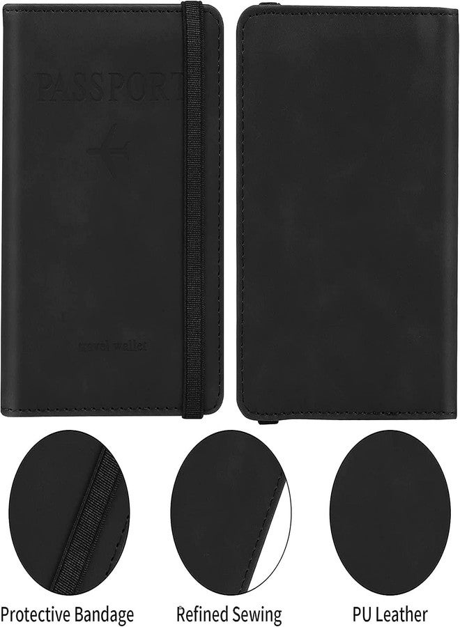 STESHWK Travel Passport Holder Cover Wallet with PU Leather Passport Case with Document Holder for Men & Women Travel Accessories(Black) - Image 2
