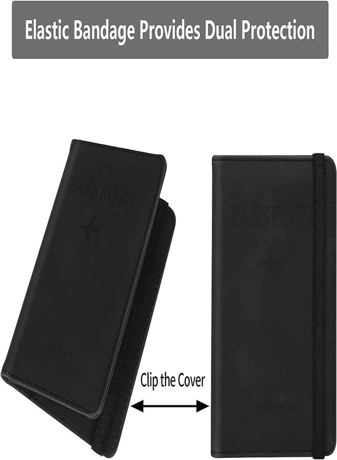 STESHWK Travel Passport Holder Cover Wallet with PU Leather Passport Case with Document Holder for Men & Women Travel Accessories(Black) - Image 5