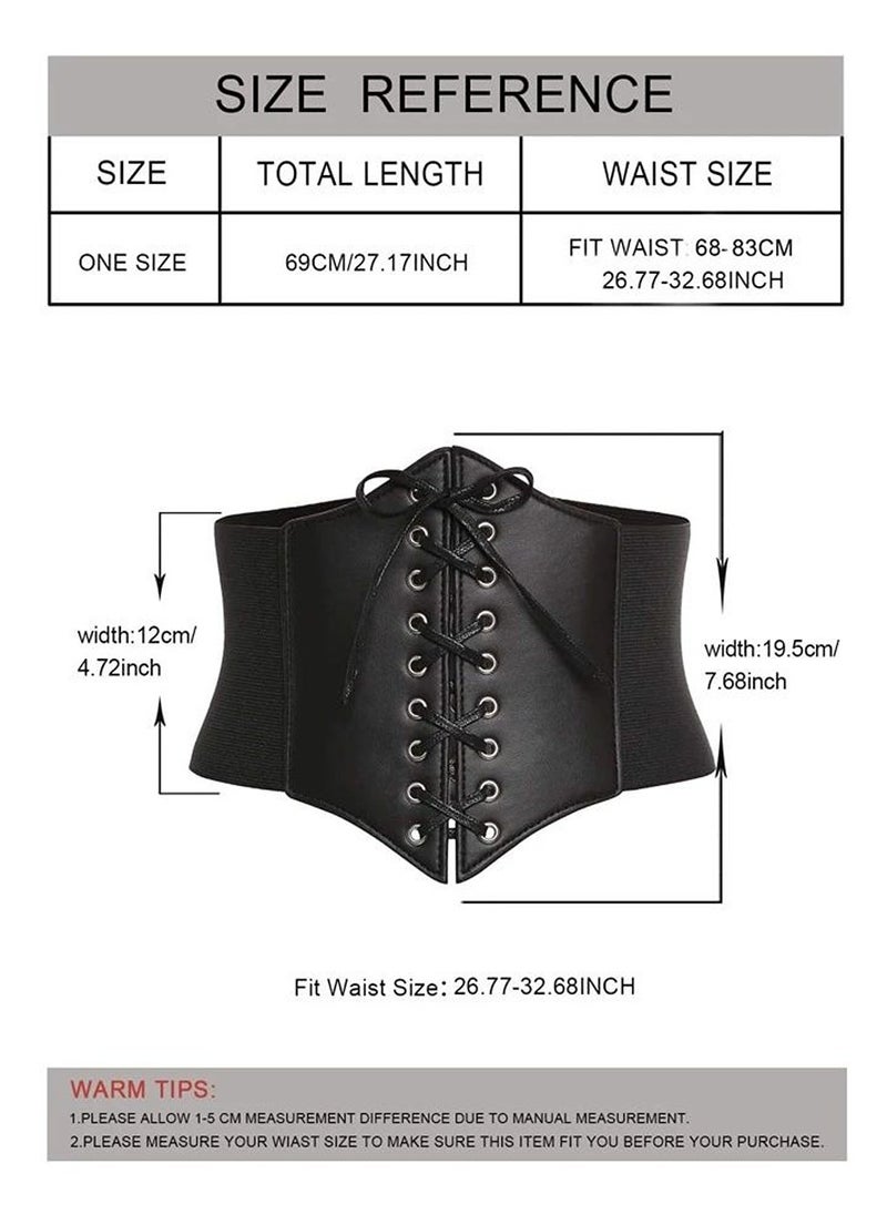Shein Women's Black Waist Corset Belt with Faux Leather and Lace-up Design  - Image 3
