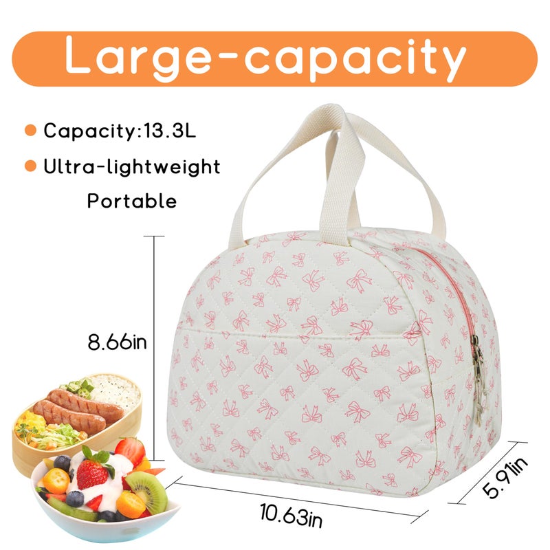 GISMTR Lunch Bag for Women Insulated Lunch Box Cute Quilted Lunch Tote Bags Reusable Large Capacity Cooler Bag for Travel Work Picnic - Image 2