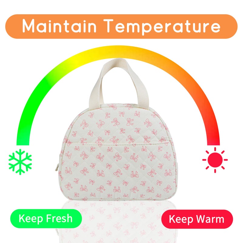 GISMTR Lunch Bag for Women Insulated Lunch Box Cute Quilted Lunch Tote Bags Reusable Large Capacity Cooler Bag for Travel Work Picnic - Image 3