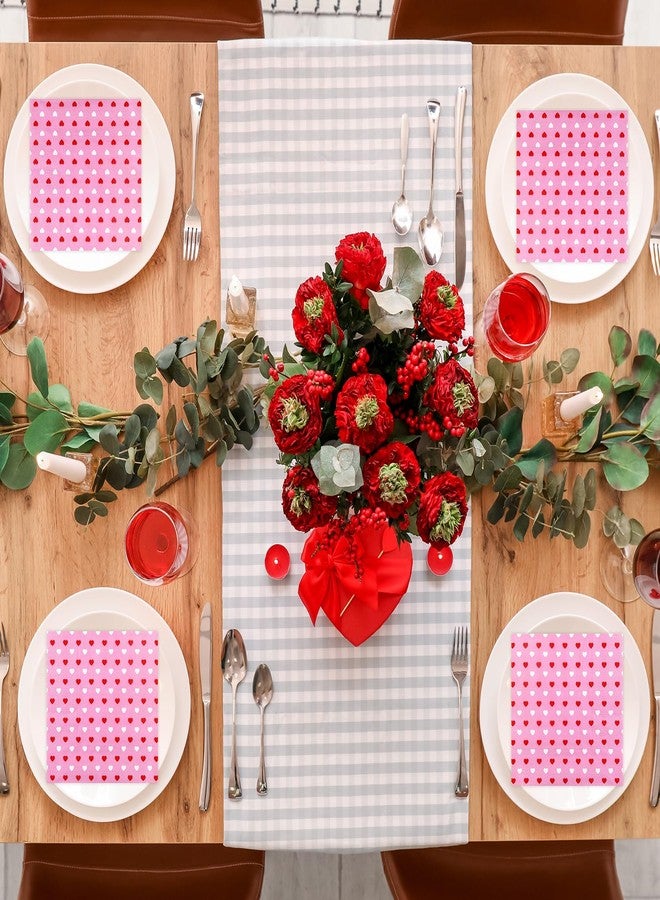 Quera 60 Pack Valentine's Day Paper Napkins Pink Heart 6.5 X 6.5 "Disposable Beverage Napkins Cocktail Party Napkins For Valentine's Day Gifts Wedding Party Decoration Favor Supplies(Red White) - Image 5