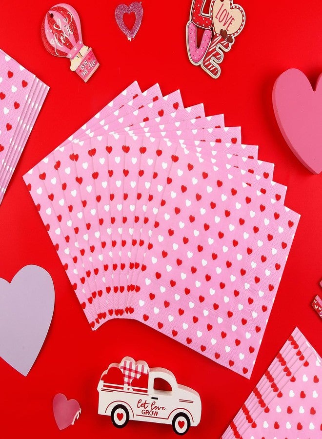 Quera 60 Pack Valentine's Day Paper Napkins Pink Heart 6.5 X 6.5 "Disposable Beverage Napkins Cocktail Party Napkins For Valentine's Day Gifts Wedding Party Decoration Favor Supplies(Red White) - Image 3