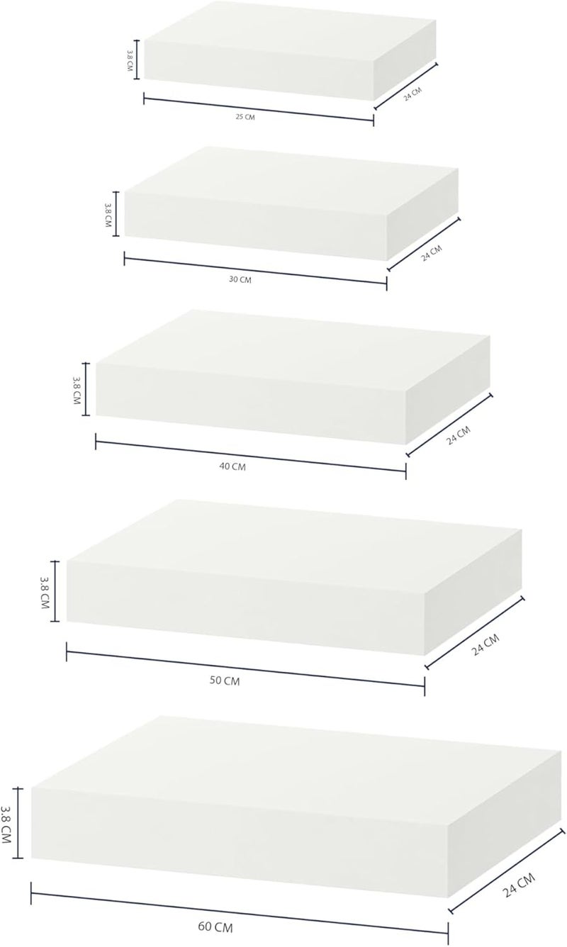 AsolBD Decorative Floating Wall Mounted Shelves with Stylish Invisible Brackets, Modern Faux Wood Storage with Matte Finish for Bedroom, Living Room, Bathroom, Kitchen Décor, 1 Piece (White, 30 CM) - Image 3