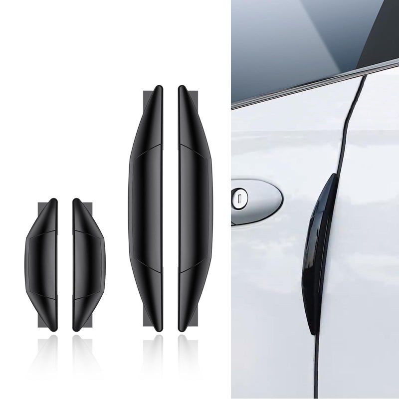 Jawmoy - 4 tiras anticolisiones para puerta de coche, calcomana antiimpacto retrovisor, cubiertas decorativas proteccin, protector universal borde puerta lateral del coche (negro) - Image 1
