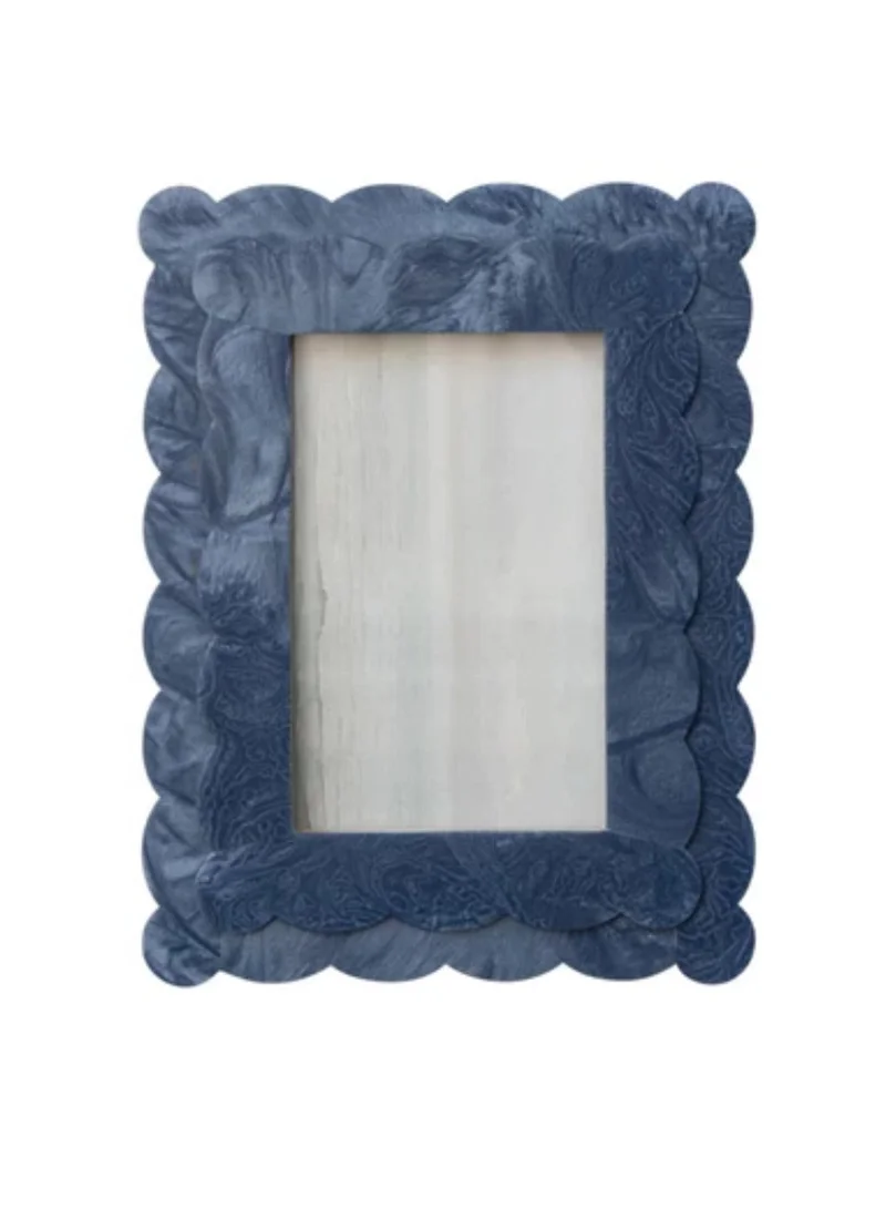 The Saffron Souk Scalloped Photo Frame- Navy