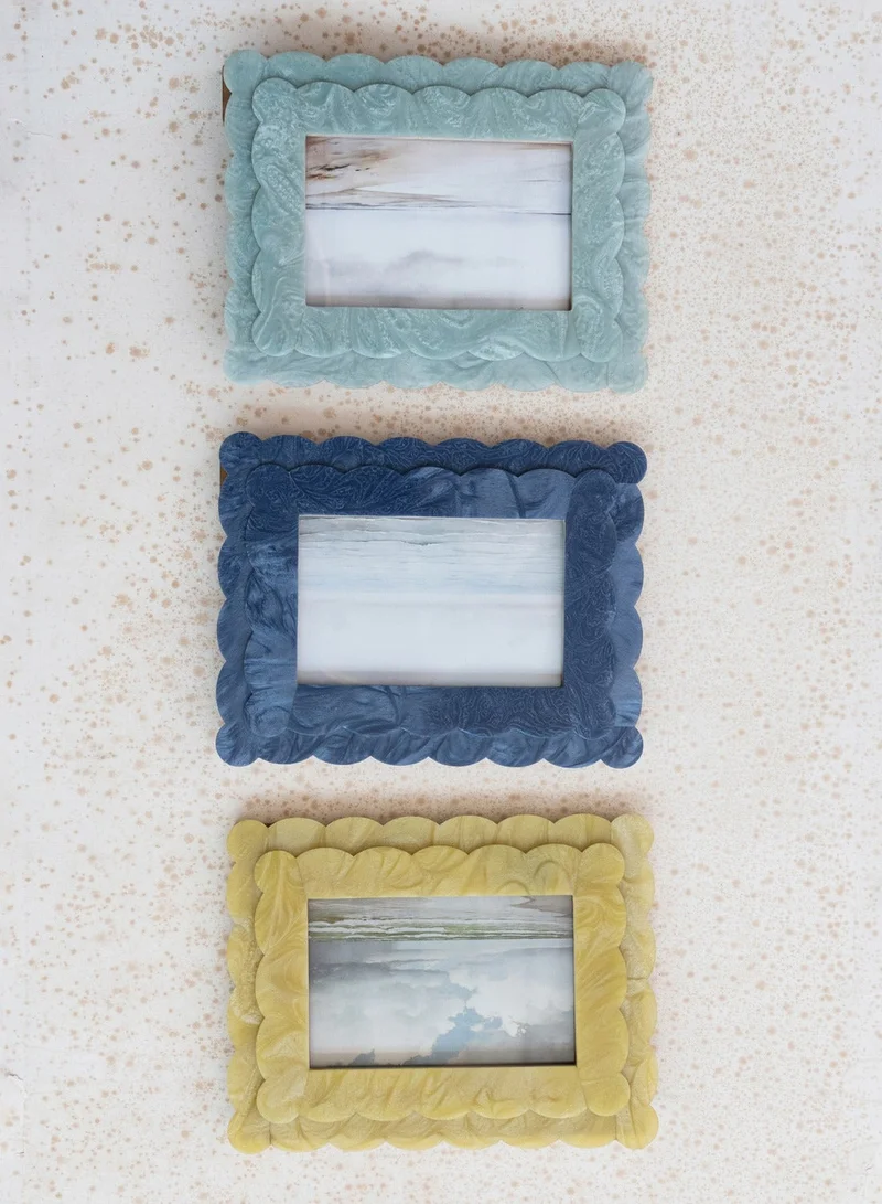 The Saffron Souk Scalloped Photo Frame- Navy