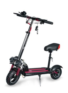 Crony V10 Pro E-Scooter 1200W Motor, 36V/12AH Battery, 10" Off-Road Wide Tires, Dual Suspension, Hydraulic Disc Brakes, Triple LED Headlamps, All-Terrain, Easy Foldable, Portable Commuter Electric Scooter for Adults & Kids, 120KG Load Capacity, Aluminum Frame, Brushless Motor, High-Capacity Heavy Duty E-Bike with Seat, Urban Mobility，Red  - Image 1
