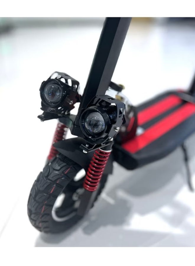 V10 Pro E-Scooter 1200W Motor, 36V/12AH Battery, 10" Off-Road Wide Tires, Dual Suspension, Hydraulic Disc Brakes, Triple LED Headlamps, All-Terrain, Easy Foldable, Portable Commuter Electric Scooter for Adults & Kids, 120KG Load Capacity, Aluminum Frame, Brushless Motor, High-Capacity Heavy Duty E-Bike with Seat, Urban Mobility，Red