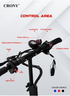 Crony V10 Pro E-Scooter 1200W Motor, 36V/12AH Battery, 10" Off-Road Wide Tires, Dual Suspension, Hydraulic Disc Brakes, Triple LED Headlamps, All-Terrain, Easy Foldable, Portable Commuter Electric Scooter for Adults & Kids, 120KG Load Capacity, Aluminum Frame, Brushless Motor, High-Capacity Heavy Duty E-Bike with Seat, Urban Mobility，Red  - Image 5