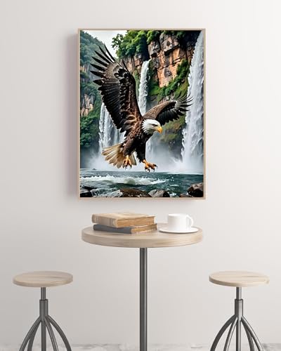 askkqtx Eagle Diamond Art Kits for Adults, Waterfall Diamond Painting Kits for Beginners, DIY 5D Full Drill Crystal Rhinestone Gem Art Craft Home Decor 12x16 Inch - Image 2