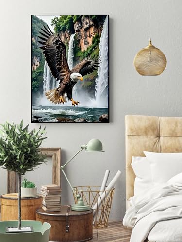 askkqtx Eagle Diamond Art Kits for Adults, Waterfall Diamond Painting Kits for Beginners, DIY 5D Full Drill Crystal Rhinestone Gem Art Craft Home Decor 12x16 Inch - Image 3