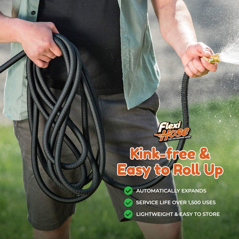 Flexi Hose Lightweight Expandable Garden Hose, 50FT - Retractable Garden Hose, Water Hose - No-Kink Flexibility, 3/4 Inch Solid Brass Fittings and Double Latex Core - Image 5