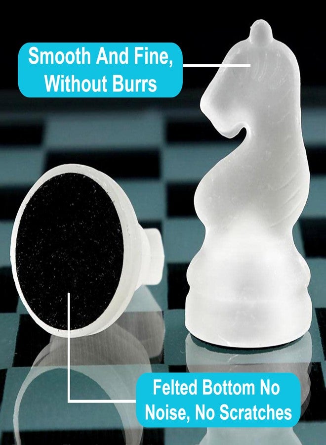 VGRASSP Glass Chess Board Set with Frosted and Clear Chessmen Pieces - 10 Inch Elegant Glass Board, Gift-Ready, Decorative Classic Family Game Set - Image 2