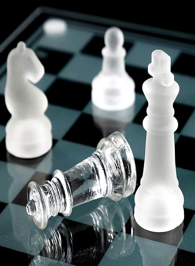 VGRASSP Glass Chess Board Set with Frosted and Clear Chessmen Pieces - 10 Inch Elegant Glass Board, Gift-Ready, Decorative Classic Family Game Set - Image 4
