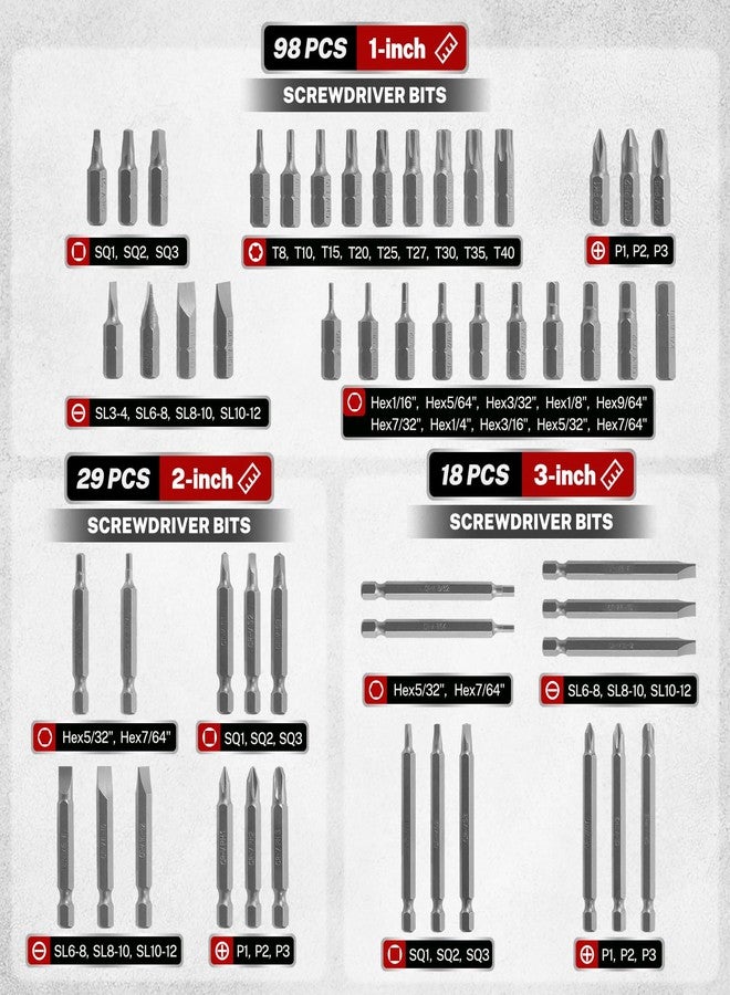TOMMARS 208-Pc Master Screwdriver Bit Set, 1/4" Hex Shank Screwdriver Bits, Nut Driver and Security Bit Set - Image 3