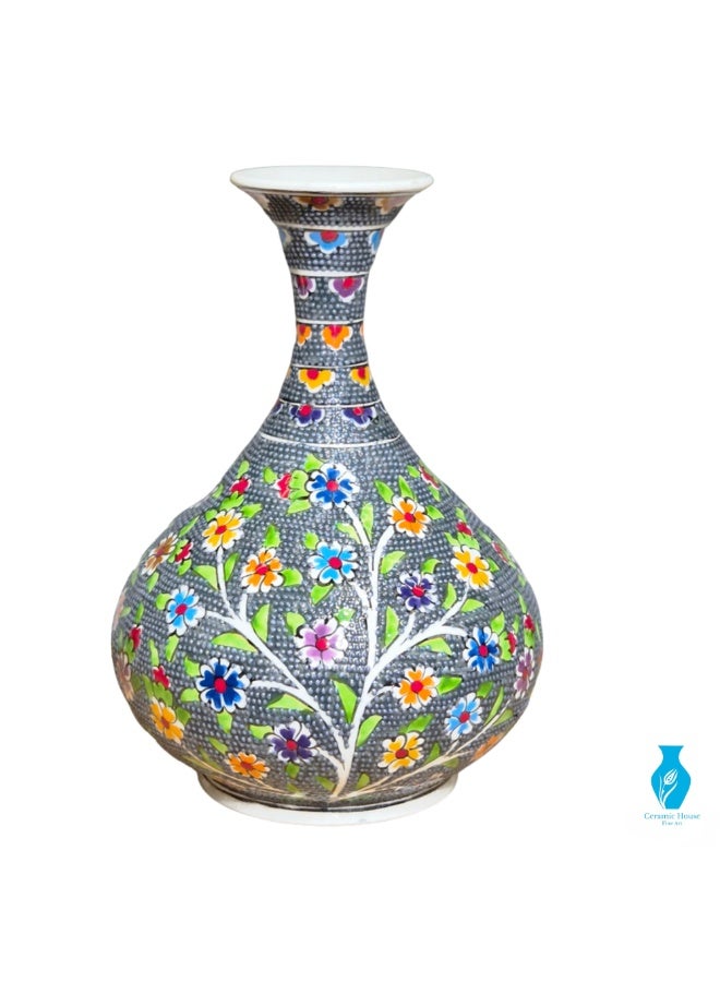 مزهرية خزفية تركية مصنوعة يدوياً – قطعة فنية زخرفية بطول 20 سم - Image 1