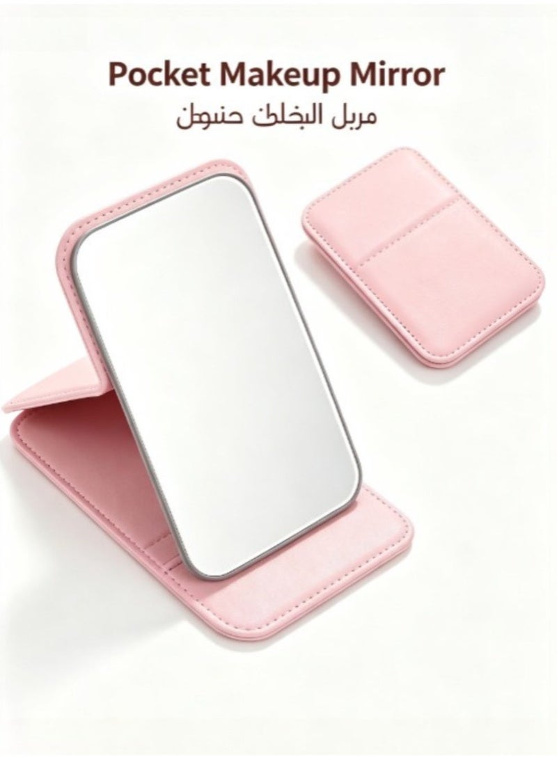 jaexest Pocket Mirror – Portable Folding Compact Makeup Mirror for Quick Touch-ups | Travel-Friendly Double-Sided Compact with Stand – Cute Pink Purse Mirror for Women & Girls – Ideal Gift - Image 1