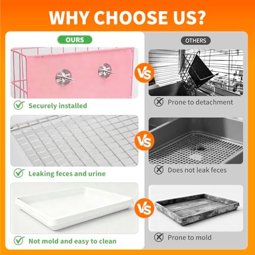 BESNEW 3 in 1 Rabbit Hay Feeder with Litter Box,Upgraded Metal Hay Rack & Litter Tray & Water Bowl,Quick Cleaning,Easy to Install,Bunny Supplies for Rabbit Guinea Pig Chinchilla Small Animals - Image 3