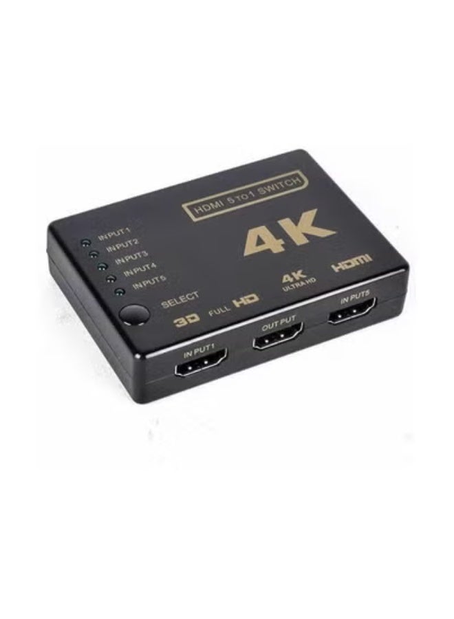 TIGER 5-Port HDMI Switch 4K Selector Splitter Hub with IR Remote – Supports UHD 4K@30Hz, Full HD 1080P, 3D, HDCP – Seamlessly Connect 5 HDMI Devices to 1 Display – Plug & Play HDMI Switch Box with LED Indicators – Compact Durable Design – Black/White/Silver - Image 2