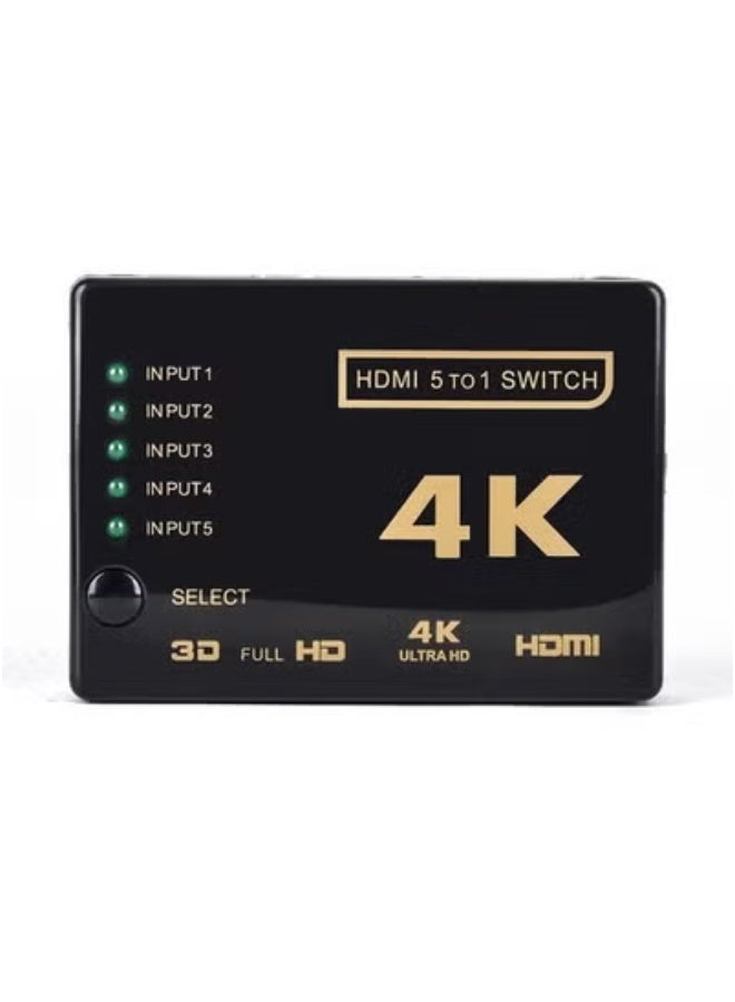 TIGER 5-Port HDMI Switch 4K Selector Splitter Hub with IR Remote – Supports UHD 4K@30Hz, Full HD 1080P, 3D, HDCP – Seamlessly Connect 5 HDMI Devices to 1 Display – Plug & Play HDMI Switch Box with LED Indicators – Compact Durable Design – Black/White/Silver - Image 3