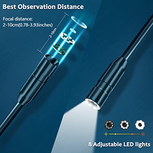 SKYBASIC Industrial Endoscope Borescope Camera with Light, 4.3'' LCD Screen HD Digital Snake Handheld Waterproof Sewer Inspection Camera with 8 LED Lights, 16.5FT Semi-Rigid Cable - Image 3