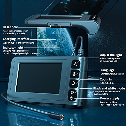 SKYBASIC Industrial Endoscope Borescope Camera with Light, 4.3'' LCD Screen HD Digital Snake Handheld Waterproof Sewer Inspection Camera with 8 LED Lights, 16.5FT Semi-Rigid Cable - Image 5