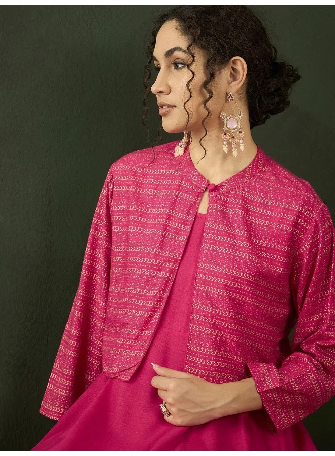 أيه كيه إس Mandarin Collar Maxi Dress
