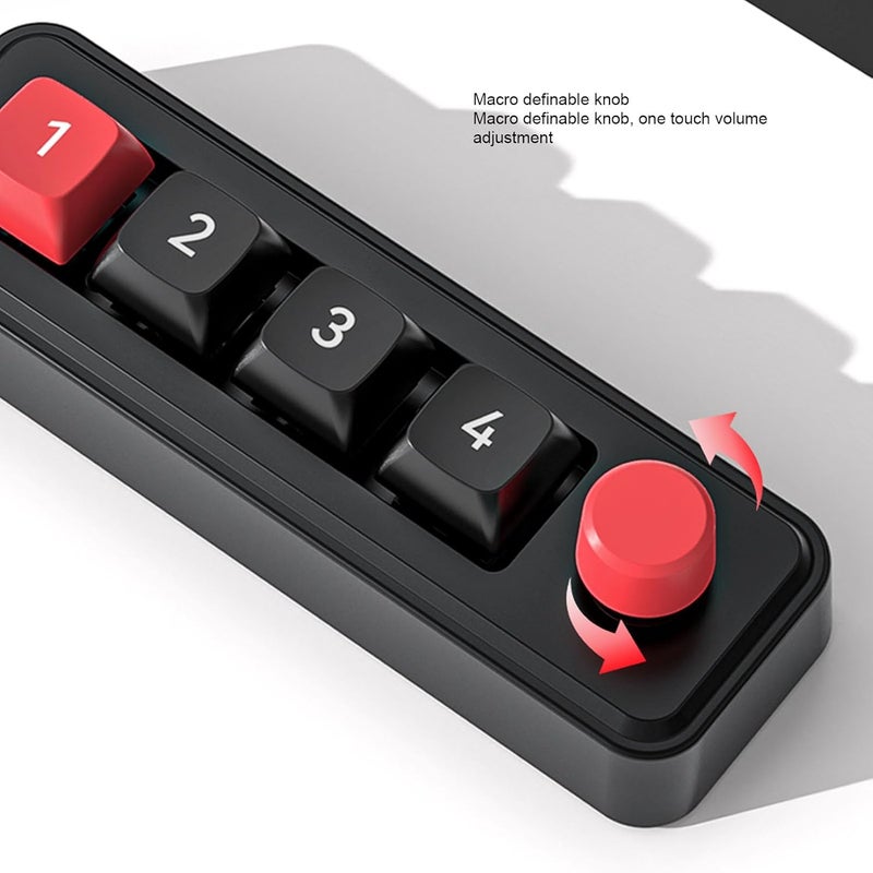 وزن معتدل لوحة أرقام ميكانيكية من Gugxiom مع 4 مقابض قابلة للبرمجة بالكامل، 12 إضاءة خلفية RGB، نوع C سلكي، لوحة أرقام تدعم المفاتيح القابلة للتبديل السريع (أسود) جودة موثوقة متكرر - Image 5