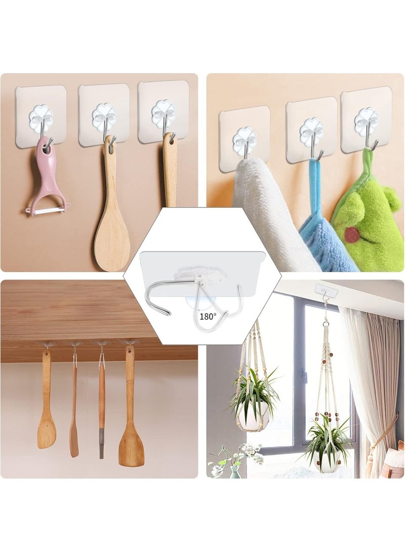 20 Packs Self Adhesive Wall Hooks Heavy Duty 22lb(Max), Waterproof Transparent Wall Hooks for Hanging Sticky Hooks Wall Hangers for Door Bathroom Shower Kitchen Outdoor Utility Hooks Hanger - Image 3