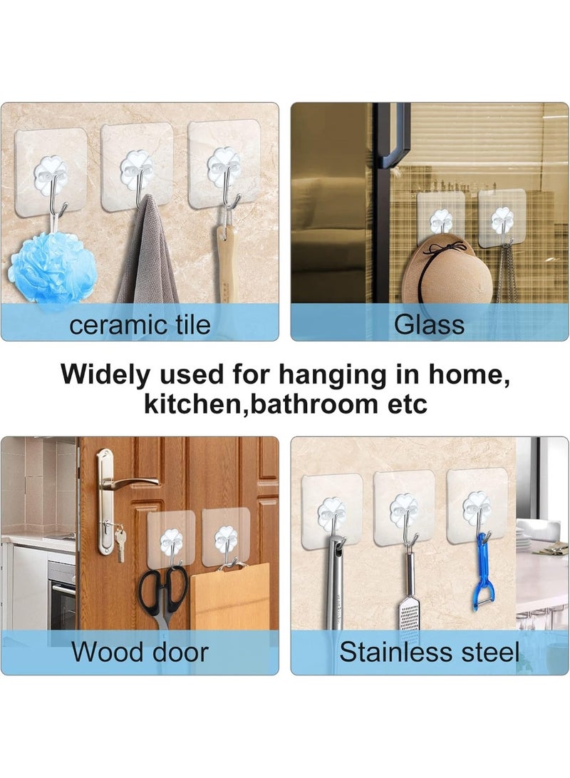20 Packs Self Adhesive Wall Hooks Heavy Duty 22lb(Max), Waterproof Transparent Wall Hooks for Hanging Sticky Hooks Wall Hangers for Door Bathroom Shower Kitchen Outdoor Utility Hooks Hanger - Image 4