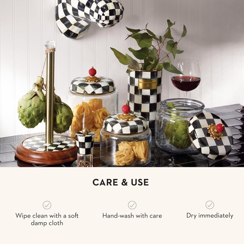 mackenzie childs MACKENZIE-CHILDS Enamel Utensil Holder, Kitchen Utensil Holder for Countertop, Storage Caddy, Gray-and-White Sterling Check - Image 5