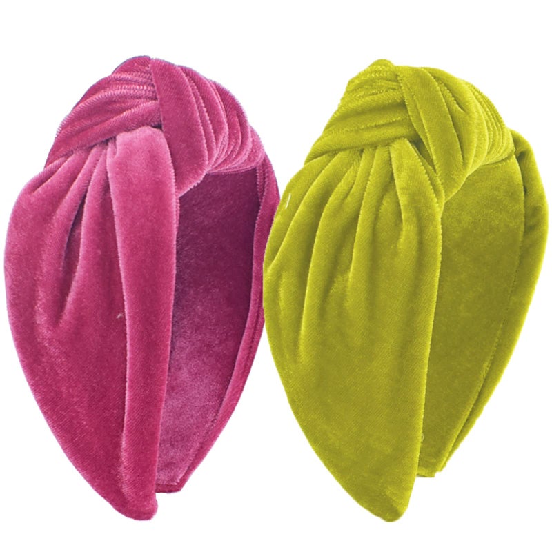 BEGOOD Headbands for Women Velvet Knotted Wide Headband Large Fashion Womens Head Band Girls Hairband Turban Hair Accessories 2Pcs