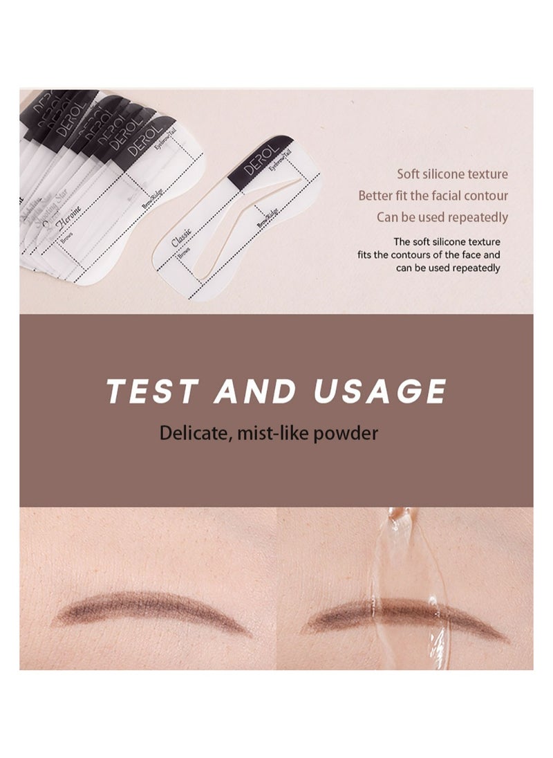 DEROL - Brow Kit Eyebrow Stamp Stencil Kits Palette Pac Set,Eyebrow Powder+Styling Wax+20* Shape Stencils+2* Brushes,Color Contour,More Defines,Thicker,Easy To Colour, Long Lasting Waterproof 01#Dark Brown - Image 1