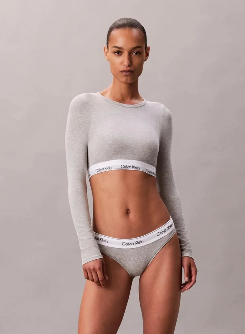 Calvin Klein Grey Heather Long Sleeve T-Shirt Bralette - Icon Cotton Modal for Women | Best Price UAE