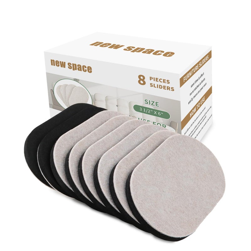 New Space Felt Furniture Sliders 8Pcs 3 1/2 X 6 Inch Reusable Furniture Sliders For Hardwood Floors Heavy-Duty Felt Sliders Furniture Pads For Hard Surface - Floor Protectors For Moving Furniture. - Image 1