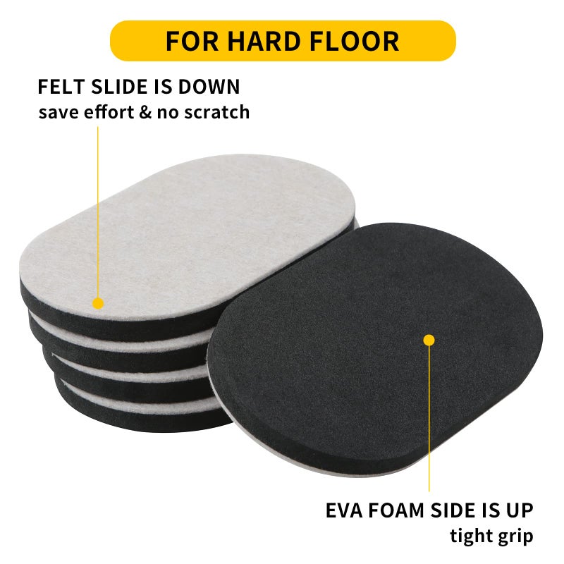 New Space Felt Furniture Sliders 8Pcs 3 1/2 X 6 Inch Reusable Furniture Sliders For Hardwood Floors Heavy-Duty Felt Sliders Furniture Pads For Hard Surface - Floor Protectors For Moving Furniture. - Image 3
