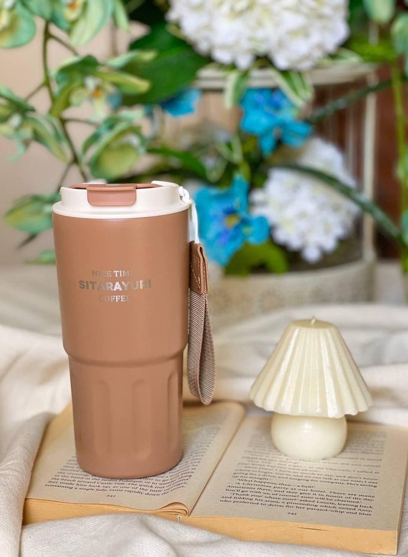 Sitarayuri Vacuum Insulated Bottle, Stainless Steel 600ML - Maron - Image 2