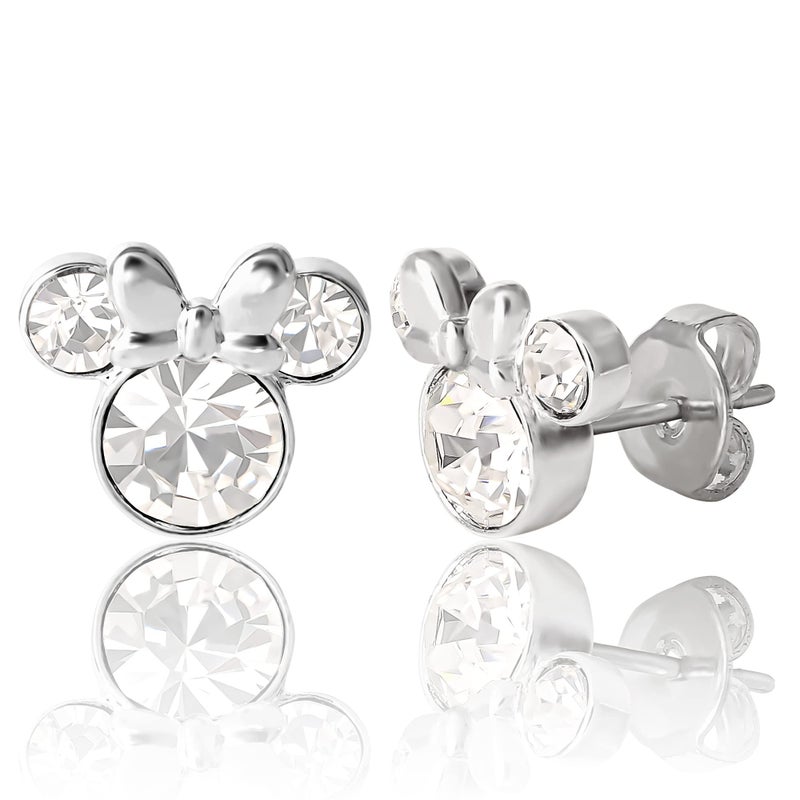 Disney Brass Disney Womens Minnie Mouse April Birthstone Stud Earrings - Minnie Mouse Earrings - Disney Jewelry (April-Clear Crystal) - Image 1