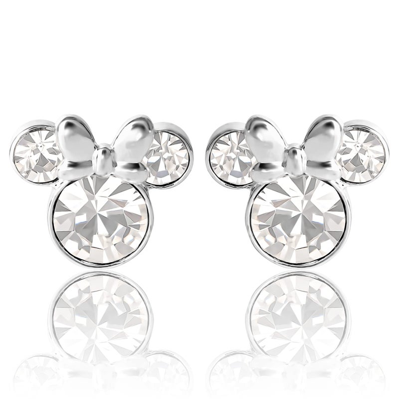 Disney Brass Disney Womens Minnie Mouse April Birthstone Stud Earrings - Minnie Mouse Earrings - Disney Jewelry (April-Clear Crystal) - Image 4