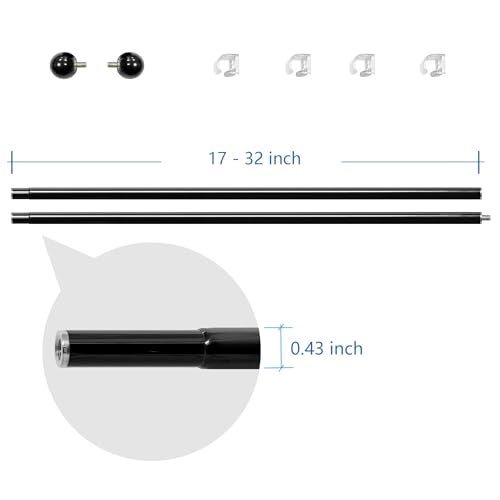 Yandood Tapestry Hanging Telescopic Rod 17-64 inch for Lightweight Aesthetic Tapestries Room Deco Scalable Wall Hanging Bar Banner Hanger Pole (Black) - Image 2