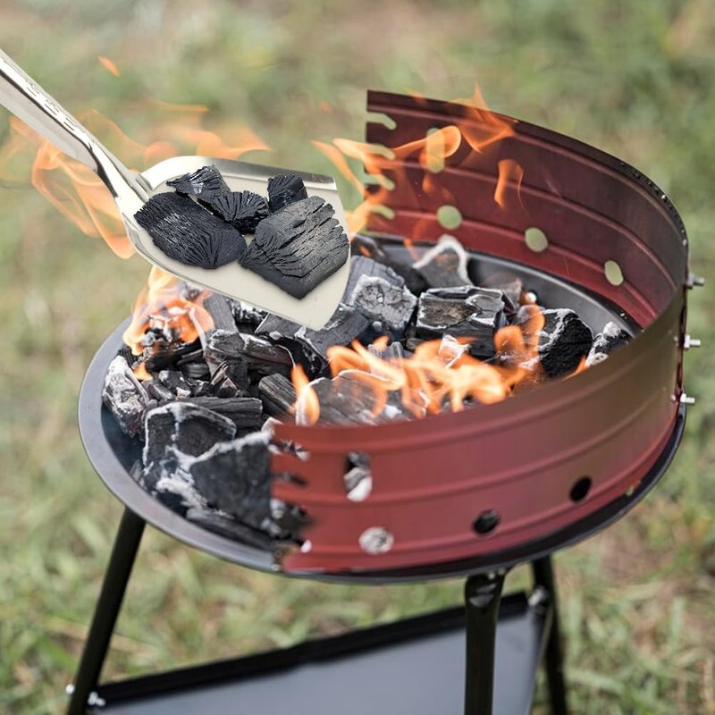EMVANV Fireplace Ash Shovel, Long Handle Fire Pit Shovel, Pizza Oven Cleaner with Wooden Handle, Fireplace Trowel Charcoal Grill Ash Rake Gardening Fireplace Tools, for Household Camping Kicthen - Image 2
