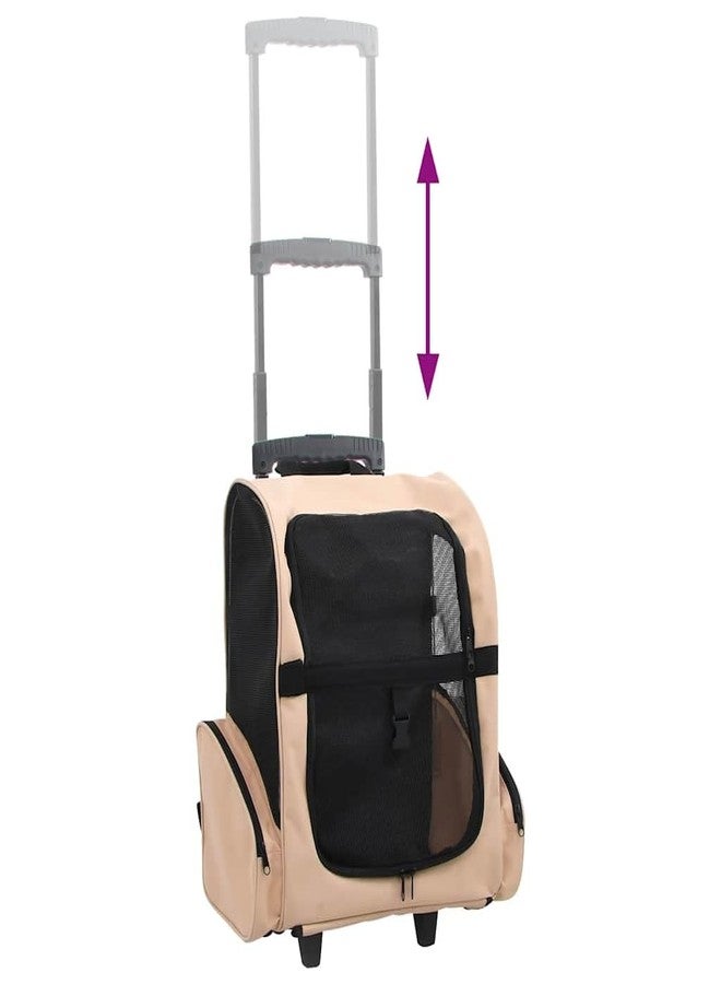 vidaXL Foldable Multipurpose Pet Trolley - Lightweight, Durable, Ventilated, and Collapsible Travel Bag for Cats, Dogs, and Small Pets - Beige, with Storage Pockets - Image 5