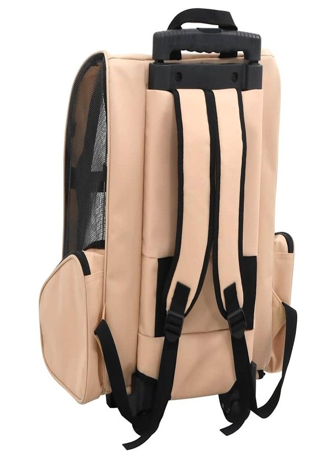 vidaXL Foldable Multipurpose Pet Trolley - Lightweight, Durable, Ventilated, and Collapsible Travel Bag for Cats, Dogs, and Small Pets - Beige, with Storage Pockets - Image 4
